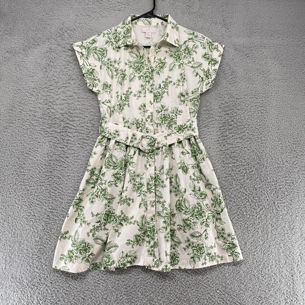 Rachel Parcell Dress Womens 4 White Floral Shirt Dress Cottagecore Summer